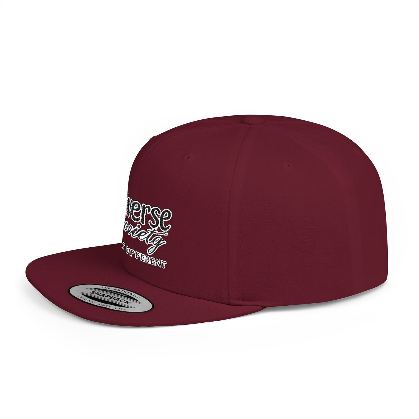Snapback Hat — "Diverse Society" Embroidered Flat Bill Cap