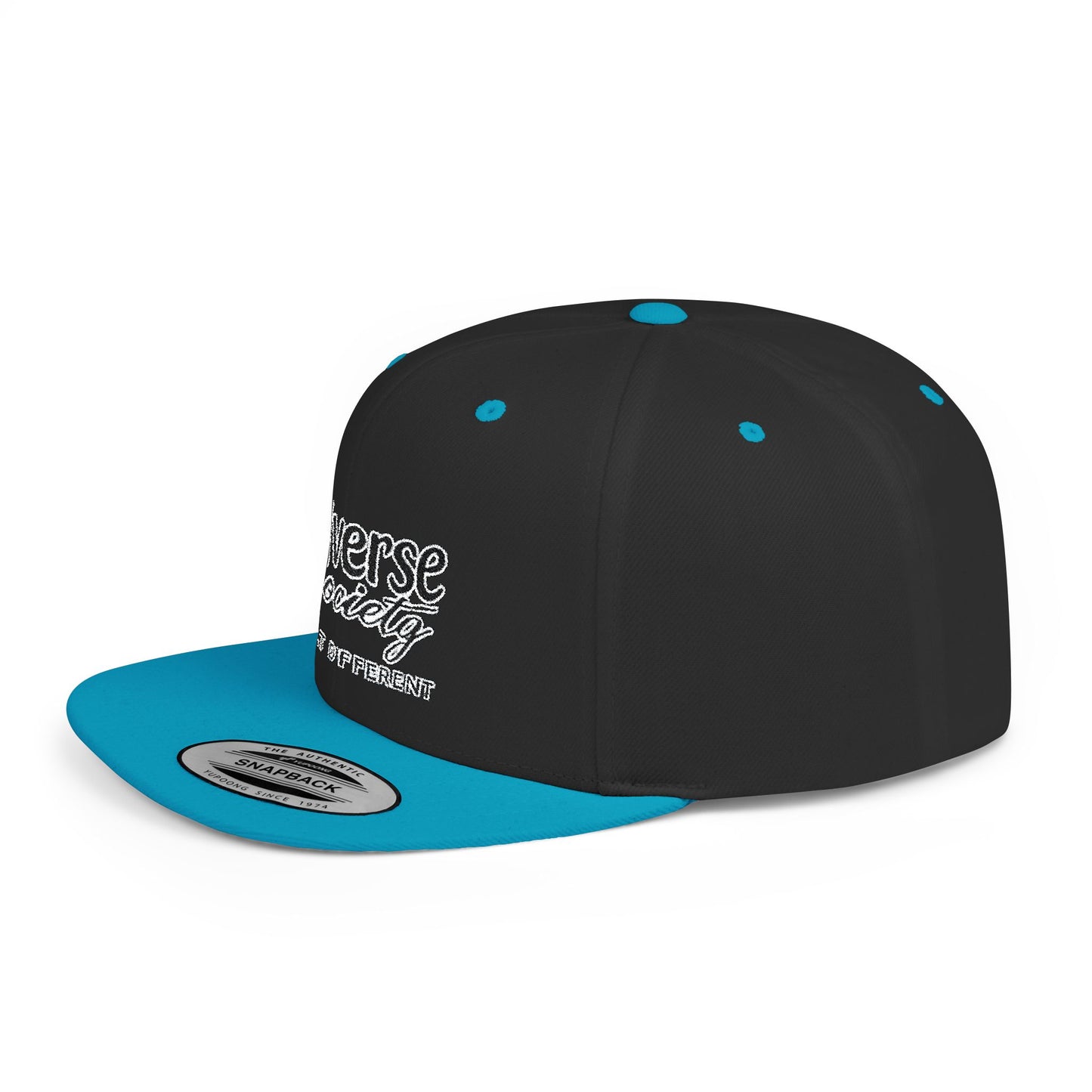 Snapback Hat — "Diverse Society" Embroidered Flat Bill Cap
