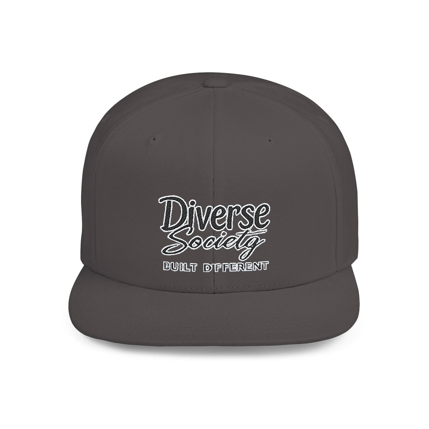 Snapback Hat — "Diverse Society" Embroidered Flat Bill Cap