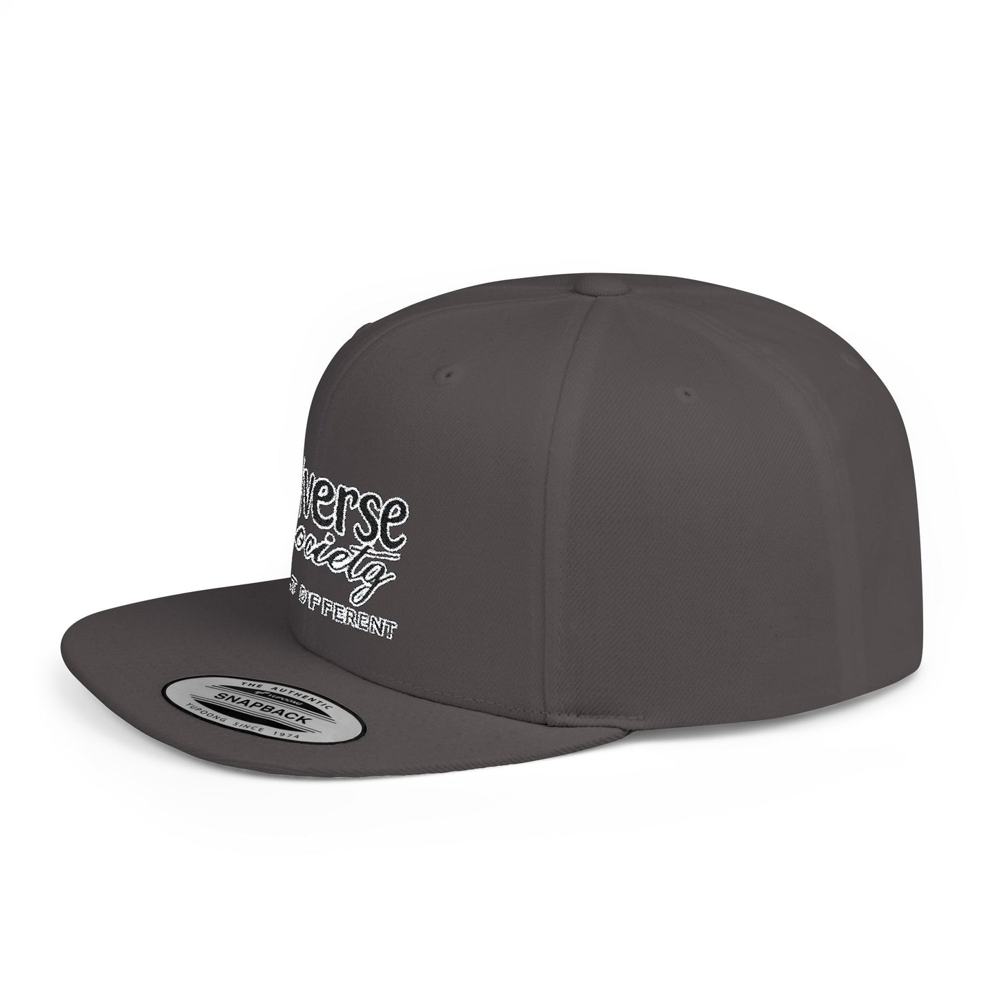 Snapback Hat — "Diverse Society" Embroidered Flat Bill Cap
