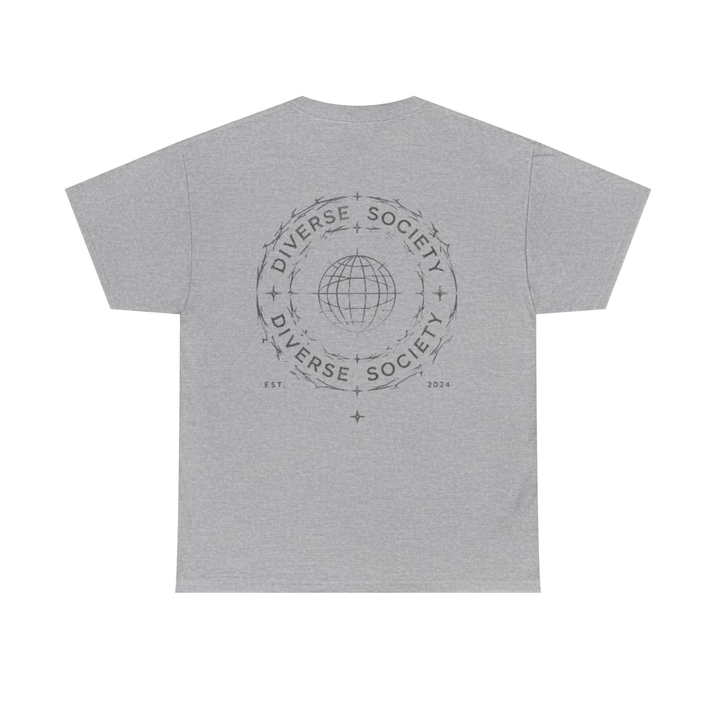 Diverse Society Graphic Tee — Globe Logo Chest + Back Print