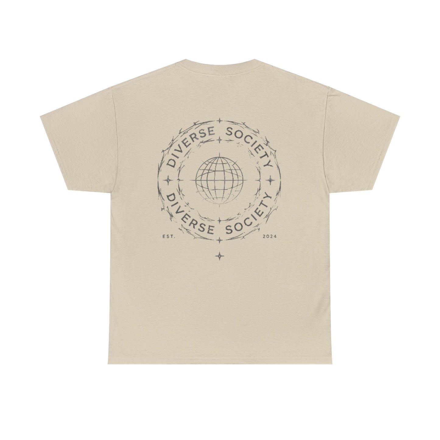 Diverse Society Graphic Tee — Globe Logo Chest + Back Print