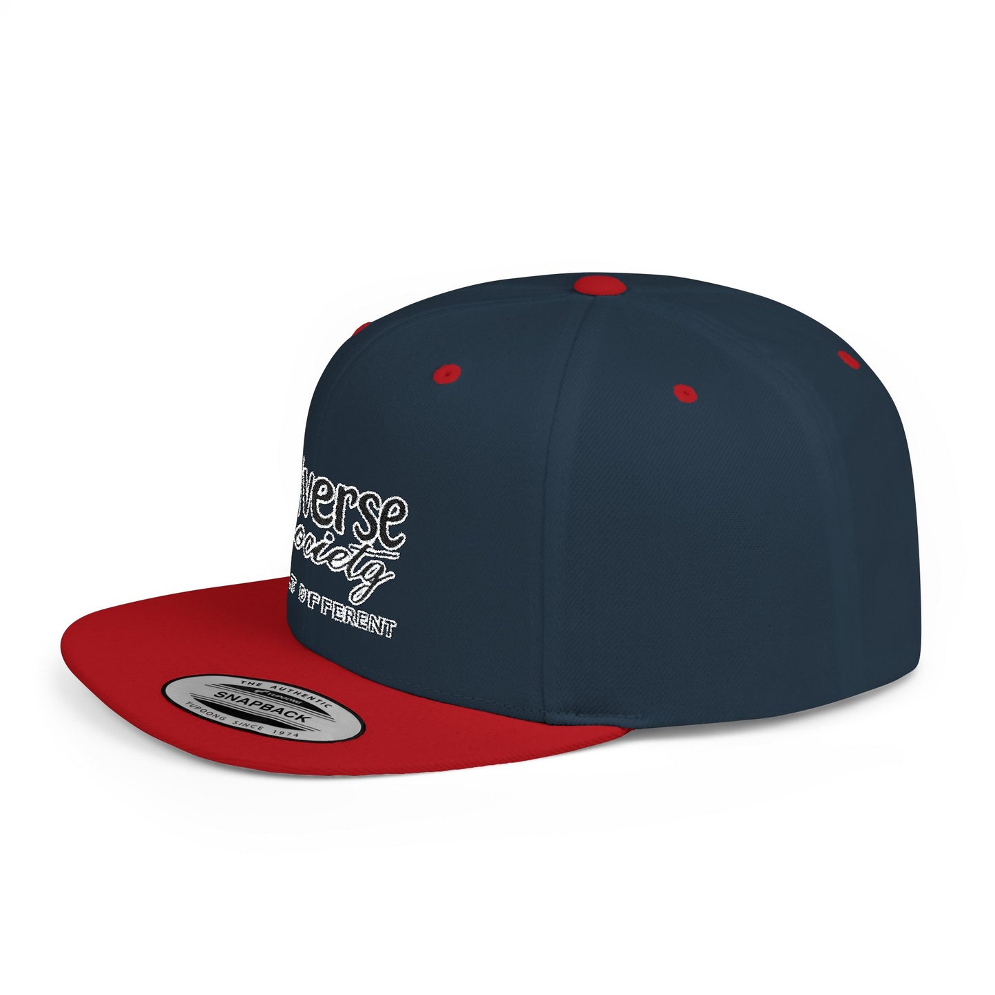 Snapback Hat — "Diverse Society" Embroidered Flat Bill Cap