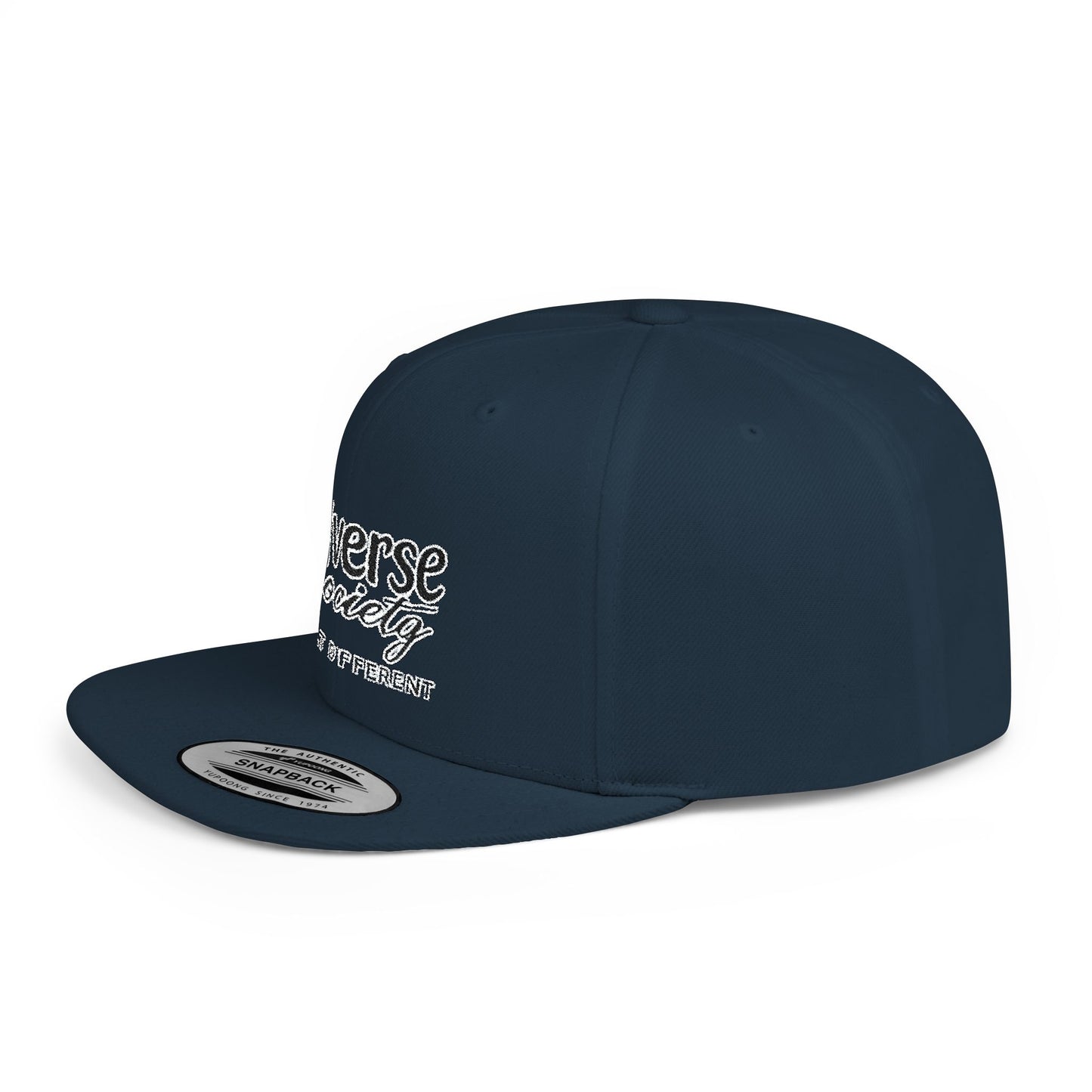 Snapback Hat — "Diverse Society" Embroidered Flat Bill Cap