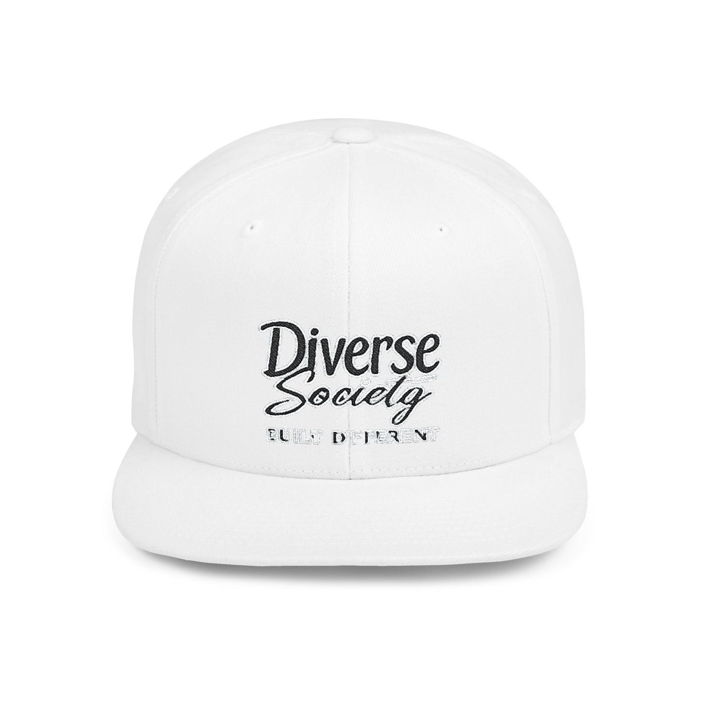 Snapback Hat — "Diverse Society" Embroidered Flat Bill Cap