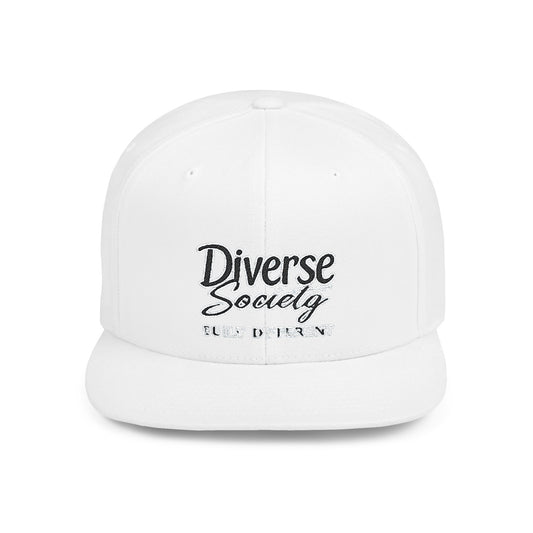 Snapback Hat — "Diverse Society" Embroidered Flat Bill Cap