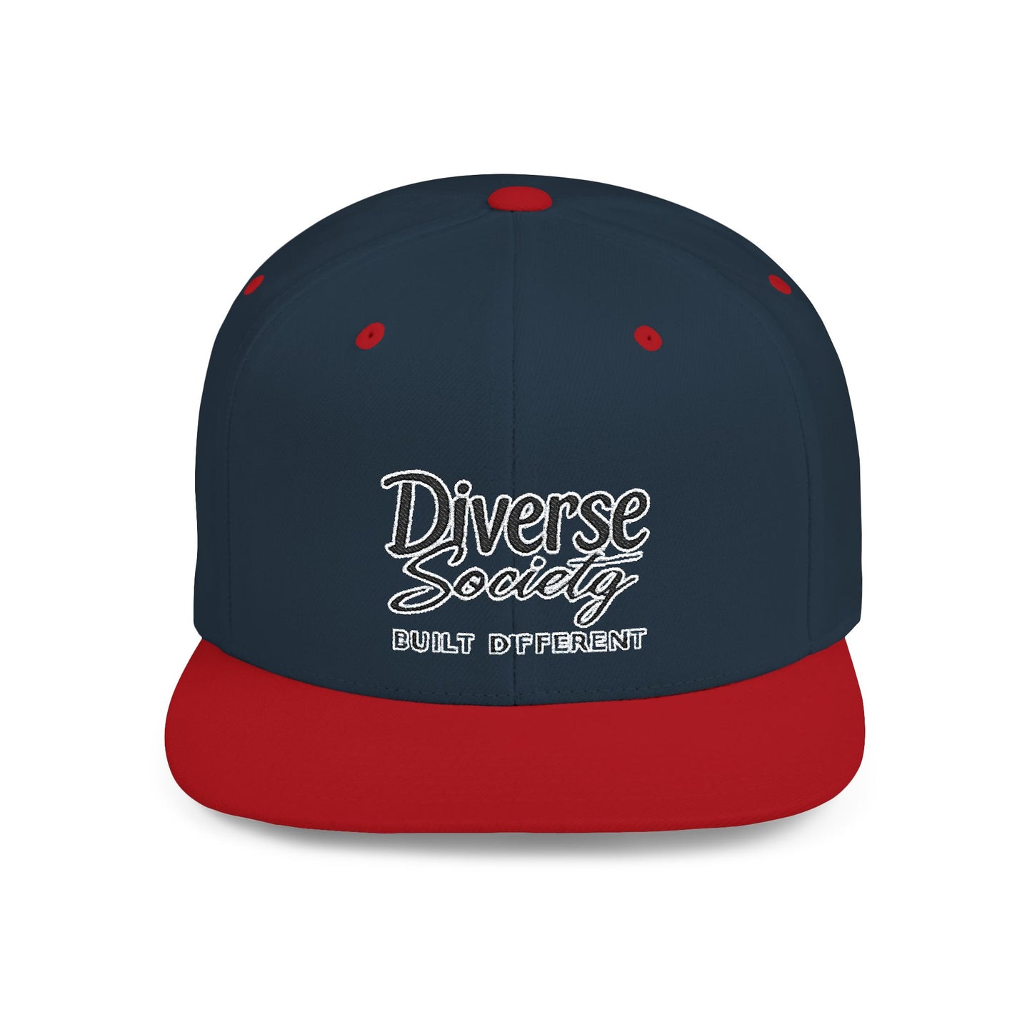 Snapback Hat — "Diverse Society" Embroidered Flat Bill Cap
