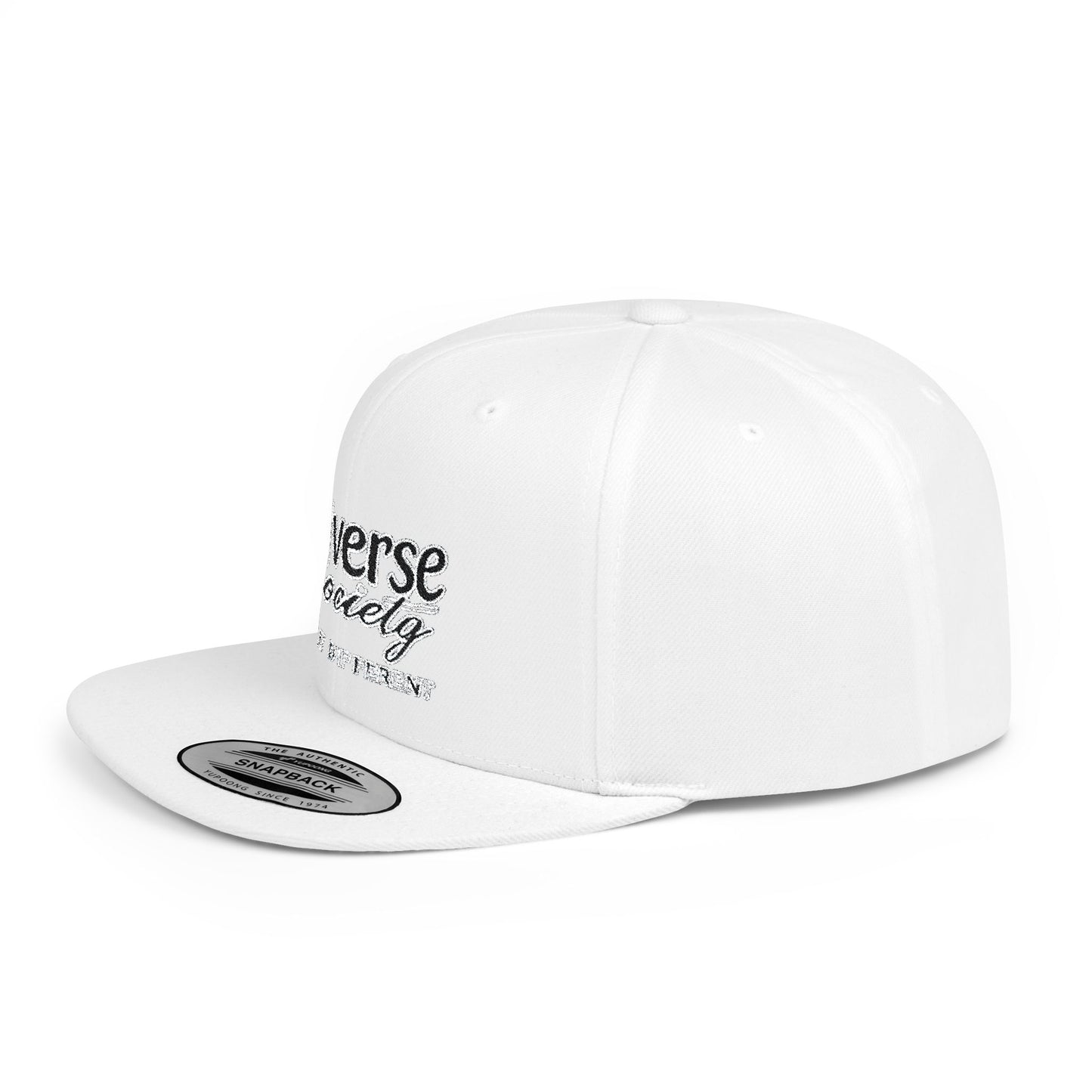 Snapback Hat — "Diverse Society" Embroidered Flat Bill Cap
