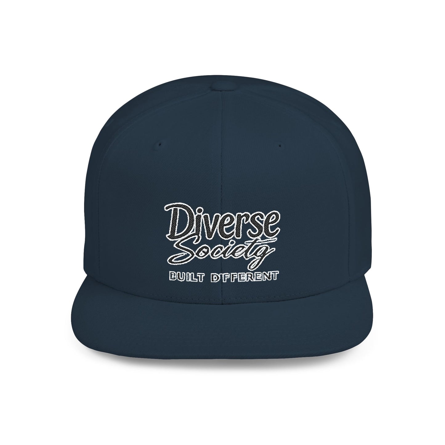 Snapback Hat — "Diverse Society" Embroidered Flat Bill Cap