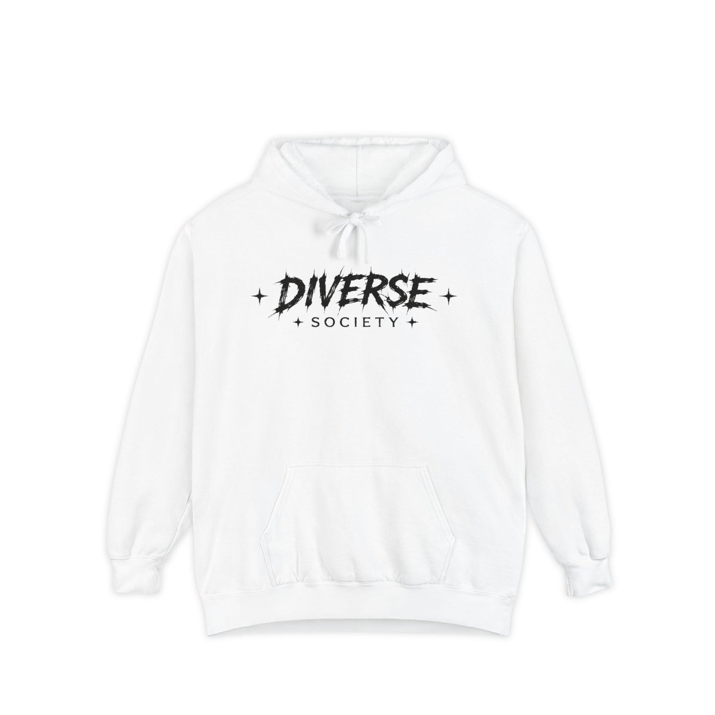Diverse Society Hoodie — Minimalist Black Logo Pullover