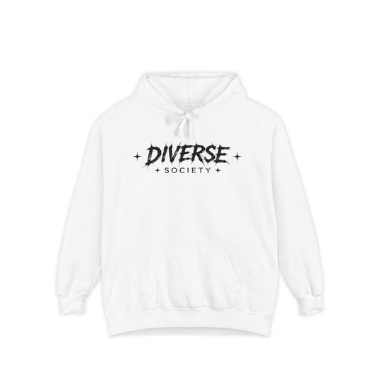 Diverse Society Hoodie — Minimalist Black Logo Pullover