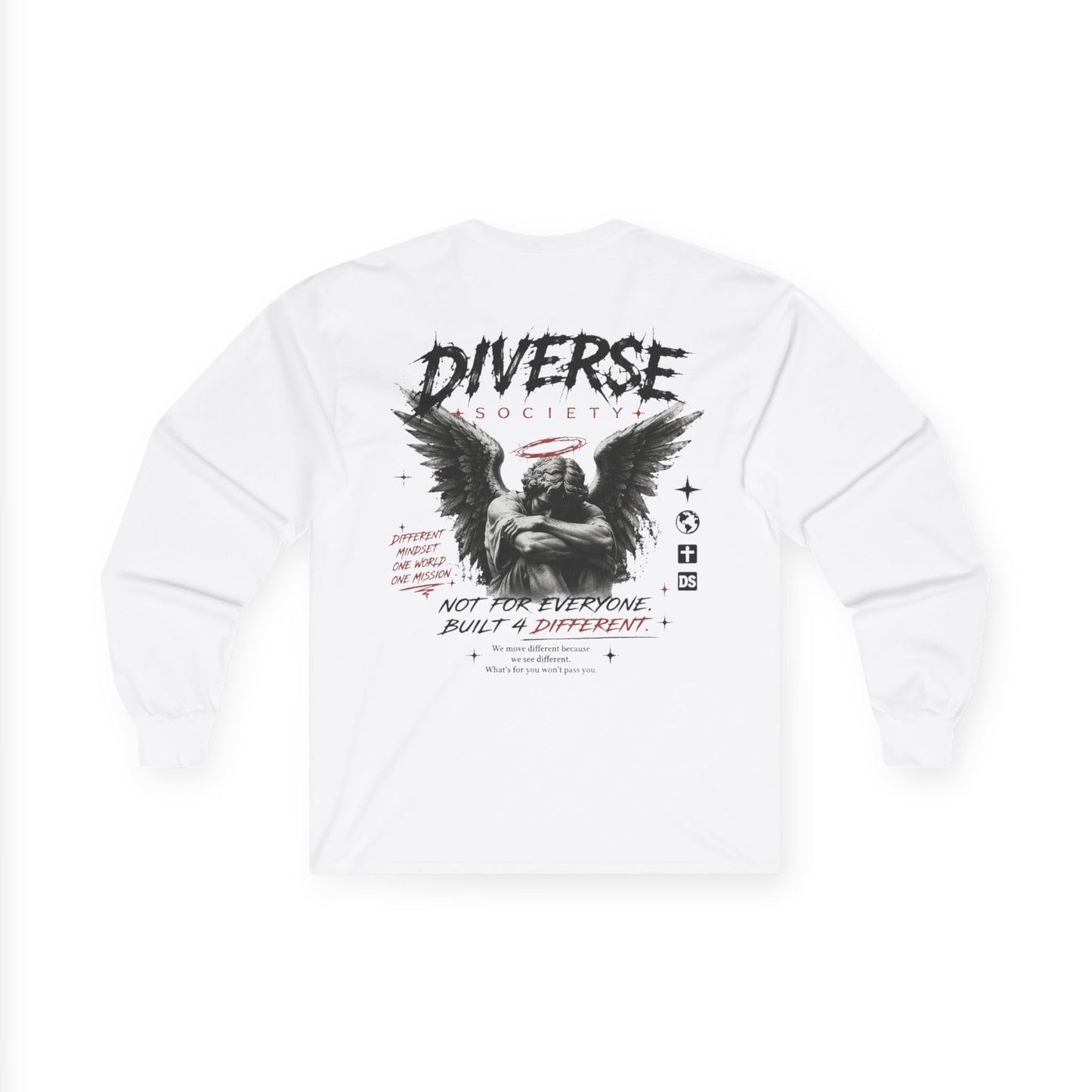 Diversewrld Long Sleeve Tee — Angel Wings Graphic Streetwear