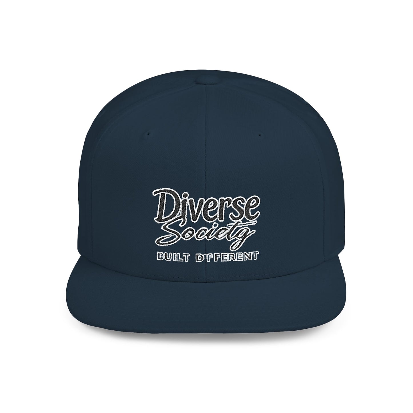 Snapback Hat — "Diverse Society" Embroidered Flat Bill Cap