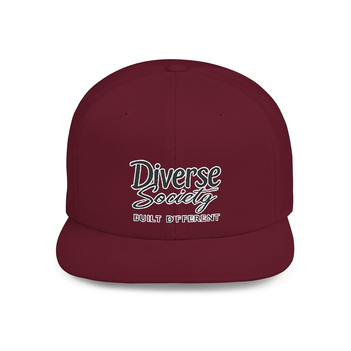 Snapback Hat — "Diverse Society" Embroidered Flat Bill Cap