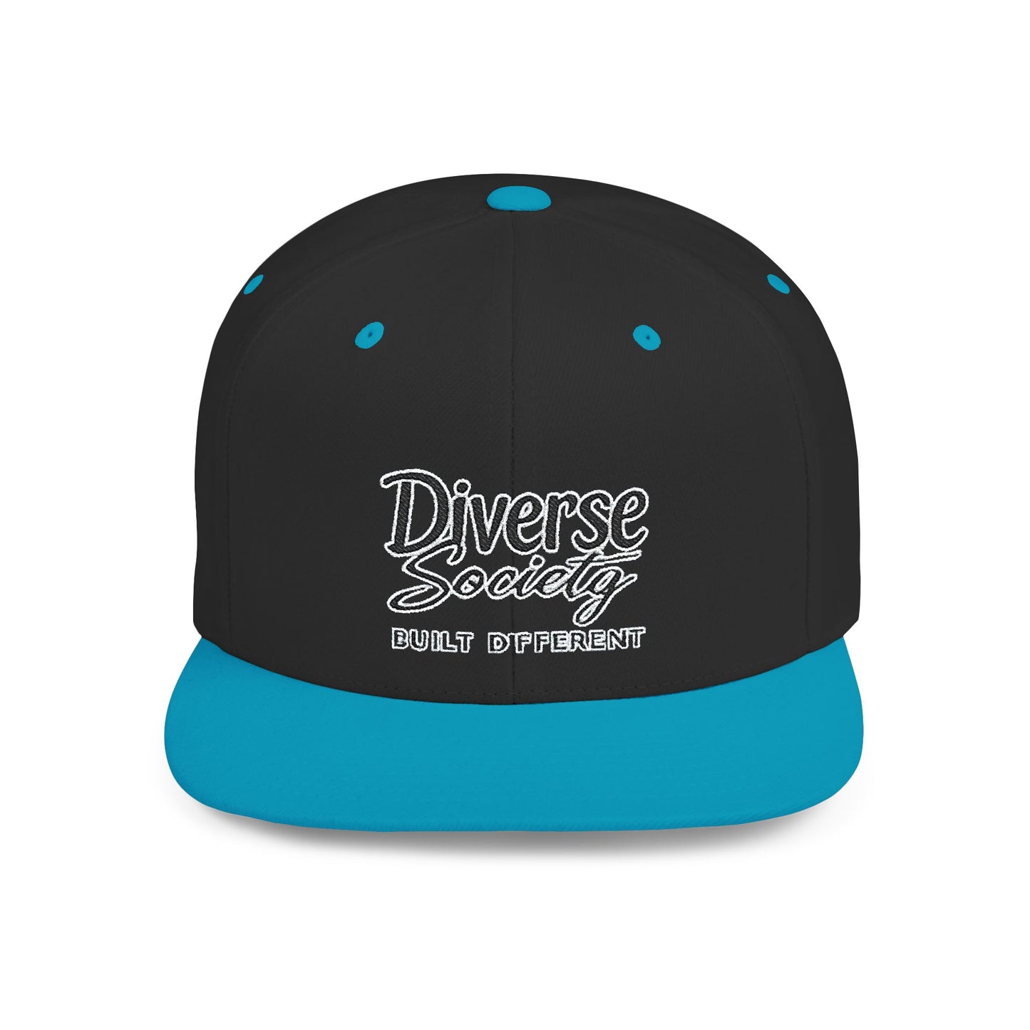 Snapback Hat — "Diverse Society" Embroidered Flat Bill Cap