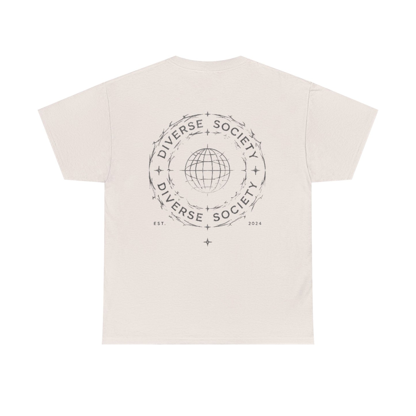 Diverse Society Graphic Tee — Globe Logo Chest + Back Print